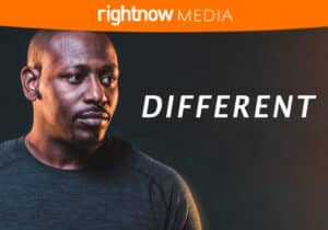 A man with the words RightNow Media different. Explore contemporary youth issues with Jonathan Evans' Different series.