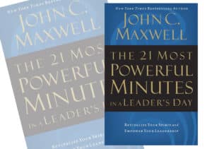 "Maxwell's The 21 Most Powerful Minutes in a Leader's Day: practical leadership insights with biblical foundation."