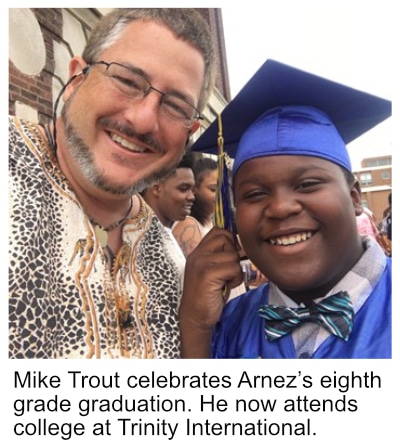 Mike Trout celebrates Arnez’s eighth grade graduation. He now attends college at Trinity International.