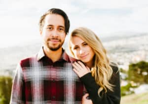 Mateo and Gabby Alzate pose for engagement photos, sharing their journey as married urban youth workers. #DVULIAlumniProfile #YouthMinistry #CommunityDevelopment