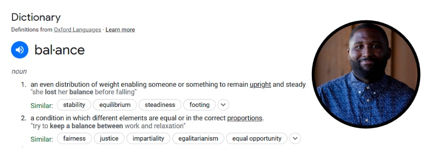 A dictionary page with the word "balance"
