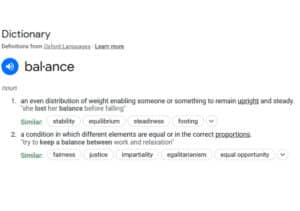 A dictionary page with the word "balance"